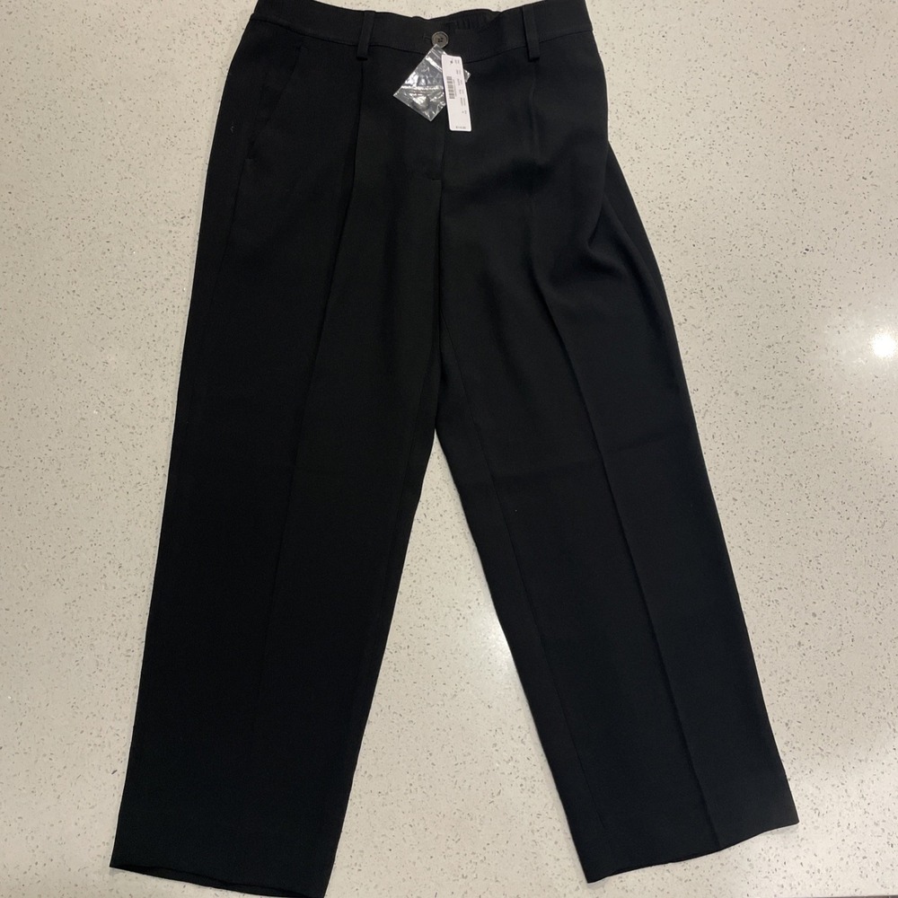 NWT J. Crew Straight-Leg Pant In Bi-Stretch Cotton Blend Black 8 Classic BF401